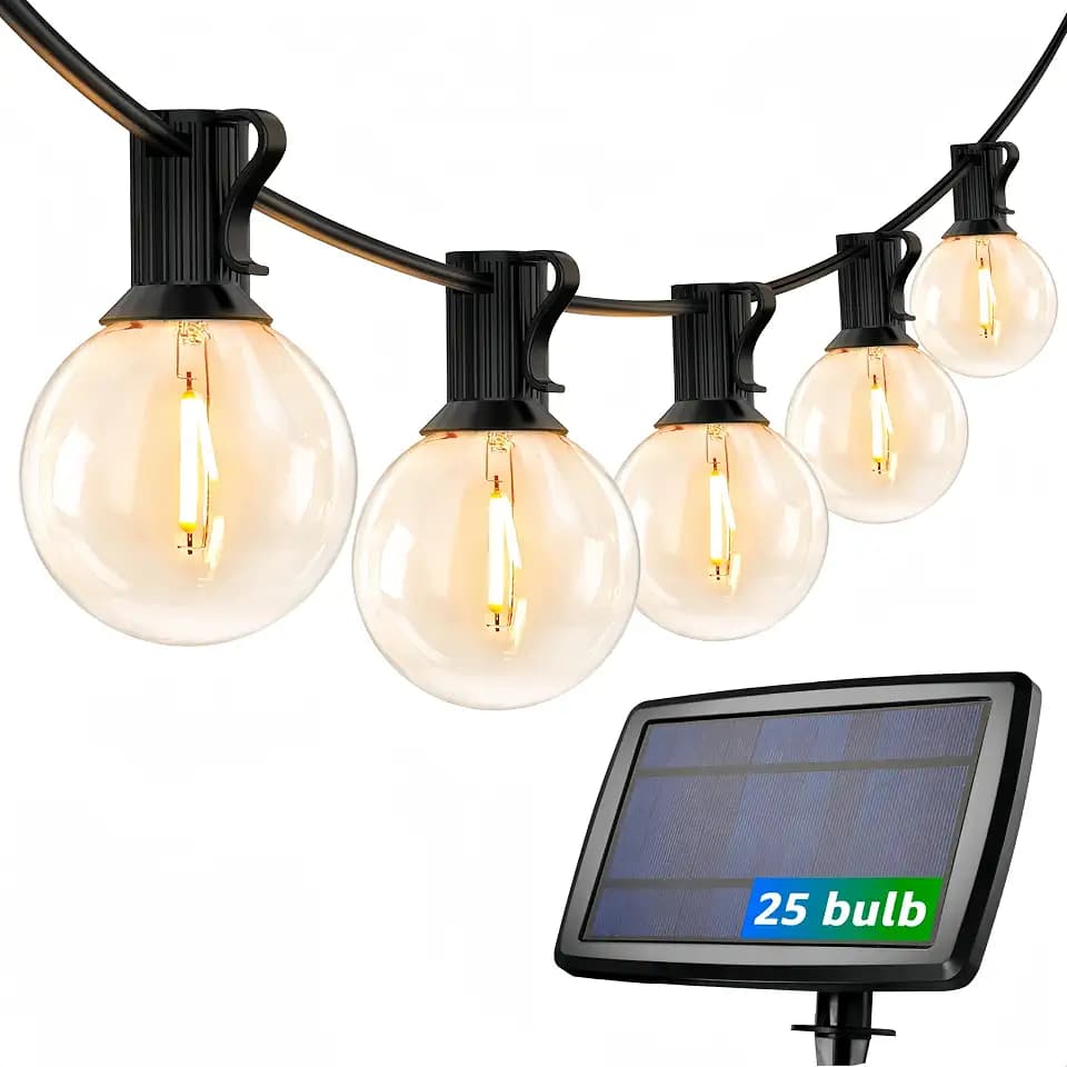 Lepro Solar Outdoor String Lights, 25ft 25 Sockets LED Globe Bistro Lights