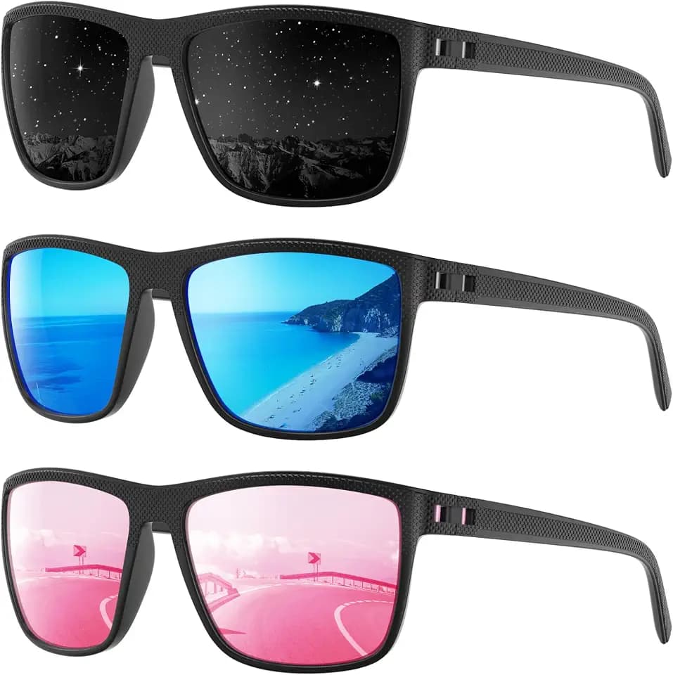 Polarized Sunglasses Men Women, Mens Sunglasses Lightweight UV Sun Glasses for Fishing Driving Golf
