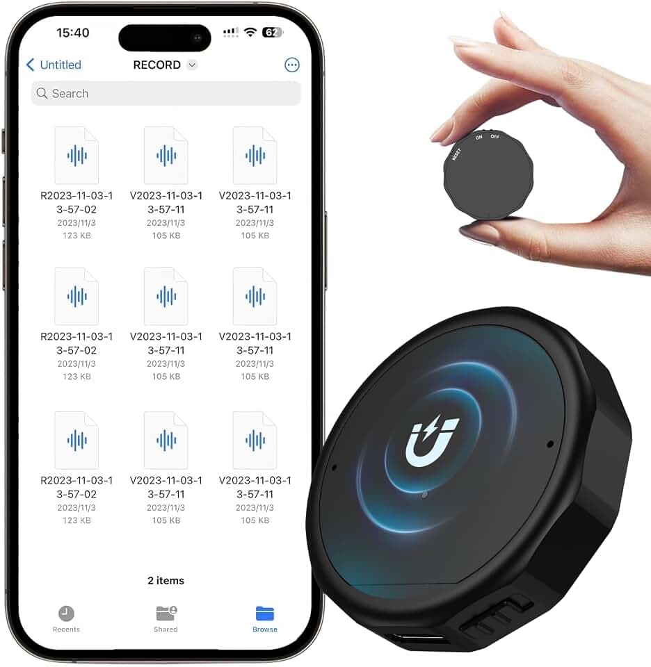 Magnetic Voice Recorder 64GB DSP5.0 Noise Reduction 4800H Storage Compact Recording Device Voice Activated Recorder for Busines/Meeting/Lecture-64GB