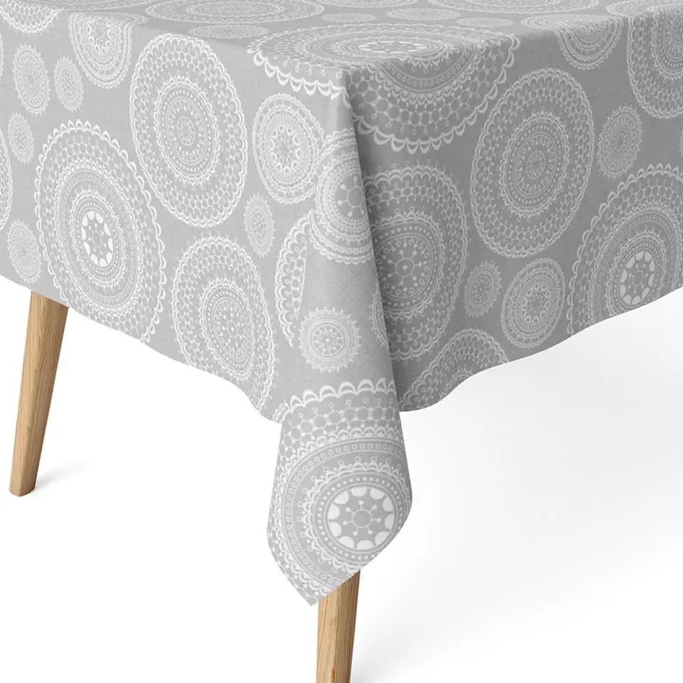 ECOMMERC3 Tischdecke abwaschbar beschichtet rechteckig 220x140 Mandala Grau