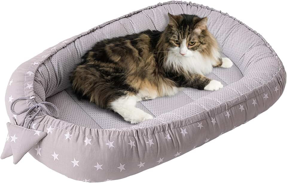 Medi Partners Katzenbett Hundebett 75x60x10cm Katzenschlafplatz Kleine Mittelgroße Hunde Kissen Kuschelbett Katzen Nest