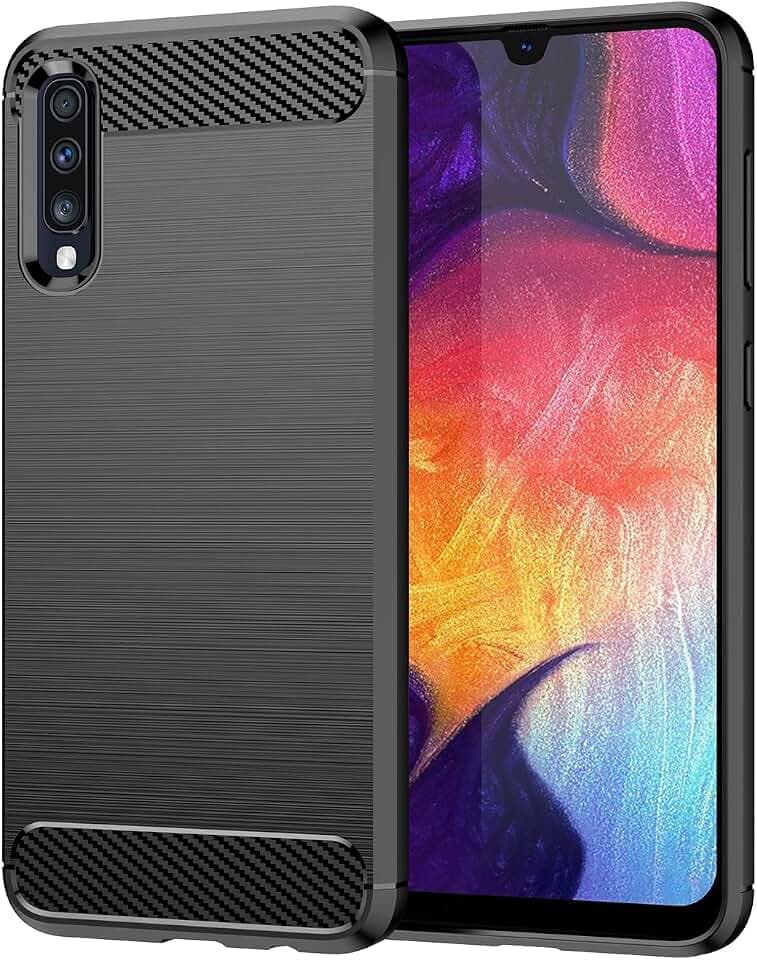 Hülle für Samsung Galaxy A50 / A30S, Karbonfaser Design Handyhülle Dünne Weiche TPU Silikon Material Schutzhülle stoßfeste Case Kratzfeste Cover für Samsung Galaxy A50 / A30S, Schwarz