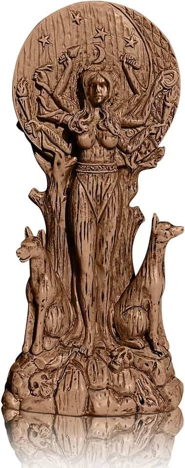Goddess of Magic Hecate Goddess Statue, Western Goddess Statue, Magic and Witchcraft Goddess Altar Craft Creative Desktop Ornament. (Gold)
