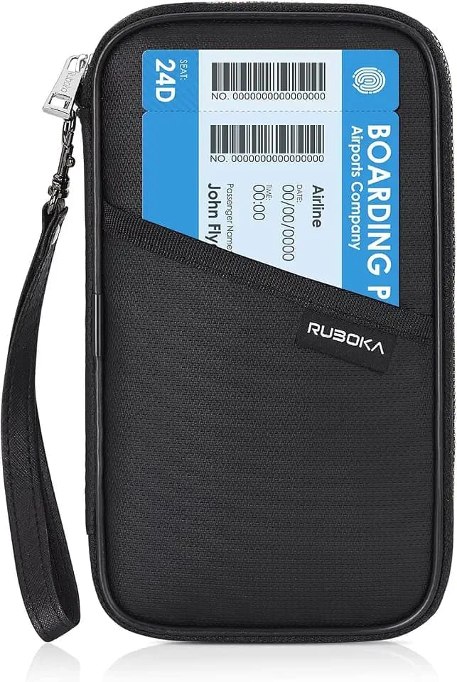 ruboka Feuerfeste RFID-blockierende Reisepasshülle, Familie mehrere Reisepasshalter Abdeckung Tasche wasserdicht, Reisedokumenten-Organizer, Kreditkarten-Clutch für Männer und Frauen