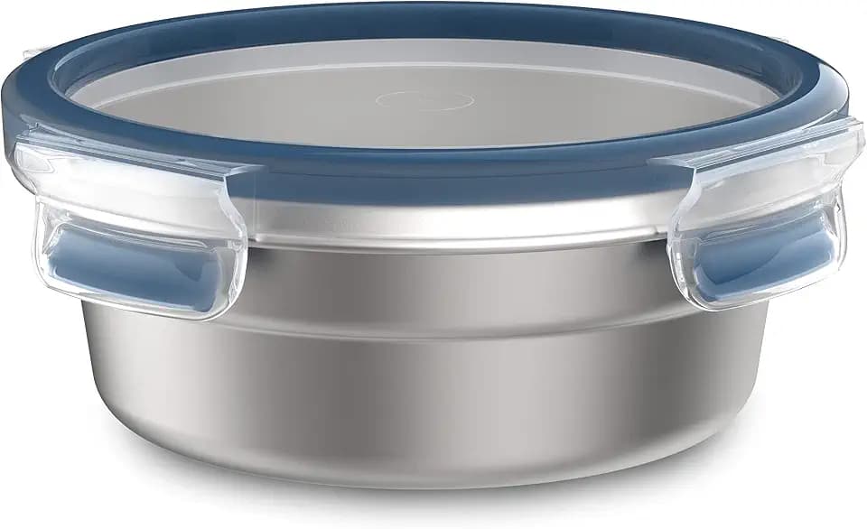 EMSA CLIP & CLOSE Stainless Steel rund 0,7 L, Edelstahl/Blau