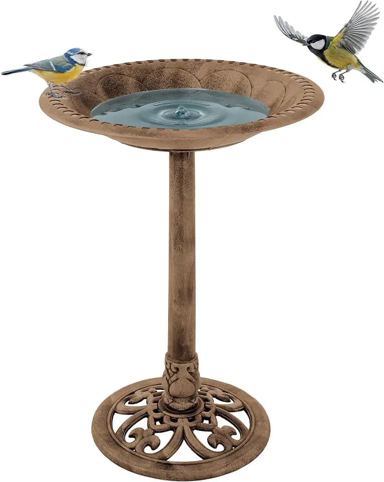 Pure Garden Antique Style Outdoor Bird Bath, Bronze