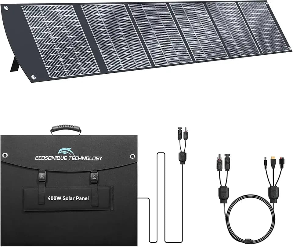 Ecosonique 400W Tragbares Solarpanel Faltbar Faltbar Solarpanel-Ladegerät mit Ständer Faltbar,40-V-MC4-Netzteil und mehrere Ausgänge für Solargeneratoren Solarpanels für Camping, Outdoor