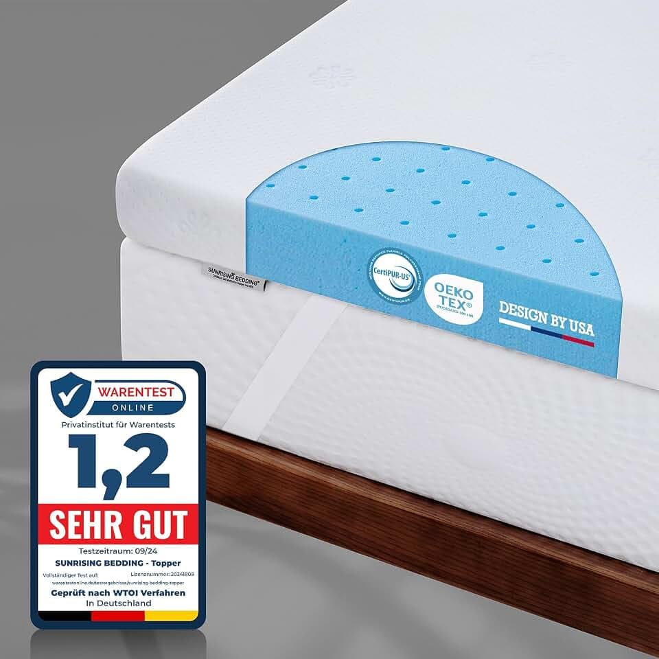 Topper 180x200 cm, Gel-Topper lindert Rücken- und Körperschmerzen, H2/H3, Premium Gelschaum RG 50, Matratzentopper ohne Geruch für Sensible geeignet, 7,5 cm hoch,120-Tage risikofreie Testphase