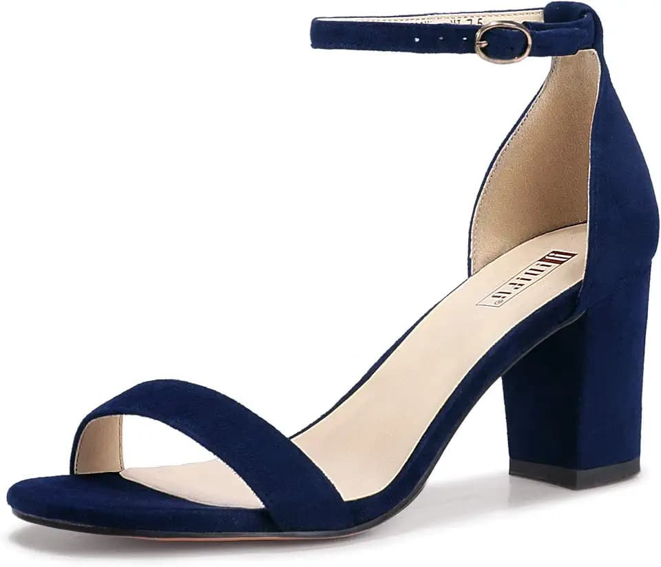 IDIFU Women's 3 Inch Block Chunky Open Toe Heels Ankle Strap Heeled Sandal