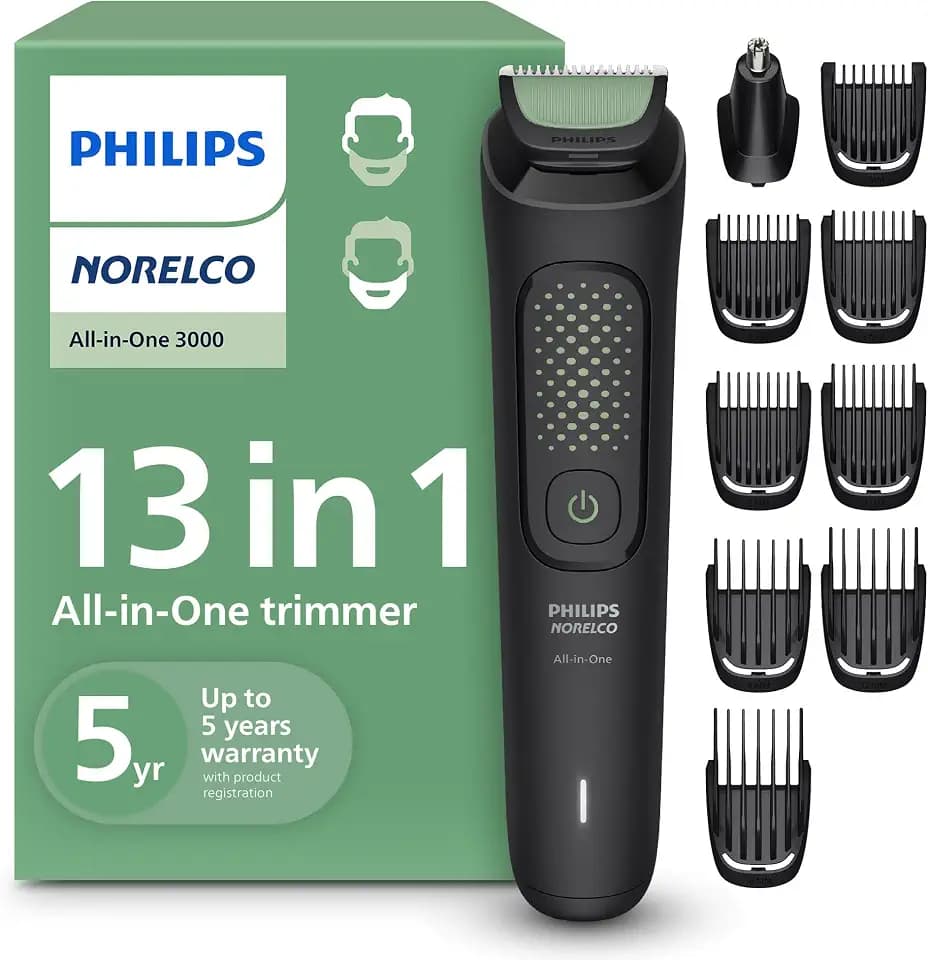 Philips Norelco All-in-One 3000 13-in-1 Trimmer, Face & Hair, Comfort Tips