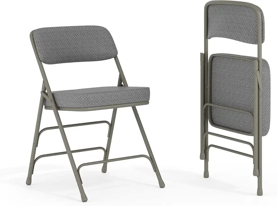 Flash Furniture Hercules Metal Folding Chair, Gray, 2-Pack