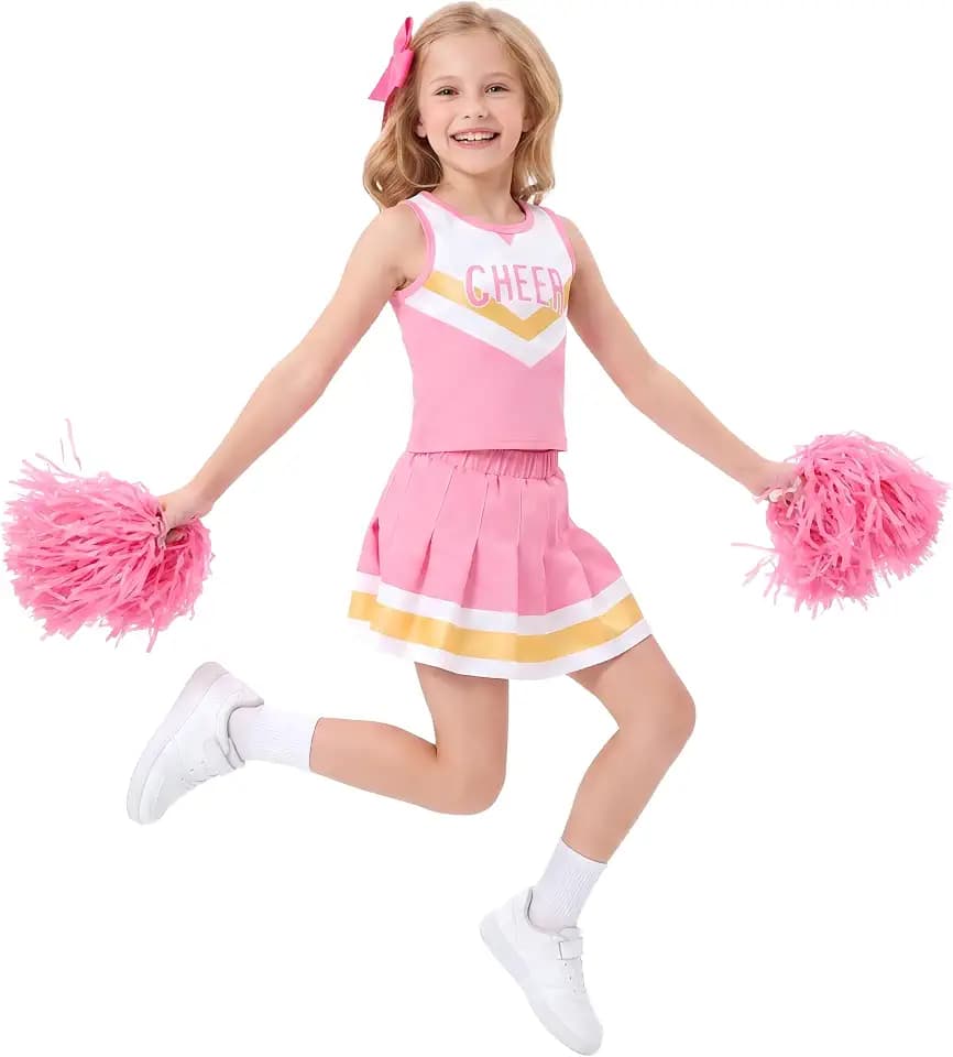 Cheerleader Costume Kids Cheer Outfit Girls Pink Practice Uniform