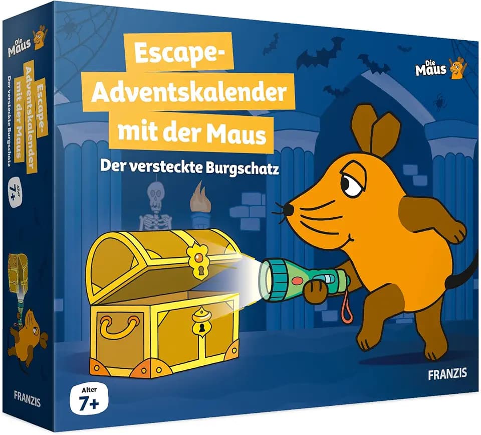 FRANZIS 67169 - Escape Adventskalender mit der Maus - Der versteckte Burgschatz, 24 spannende Rätsel für die Adventszeit, für Kinder ab 7 Jahren