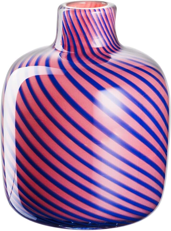 Leonardo Home Filo Colori Vase, 1 Stück, handgemachtes Kunstwerk, formschönes Unikat, leidenschaftliches Windlicht, Moderne Dekovase als Highlight, Höhe 17,2 cm, pink, 047515