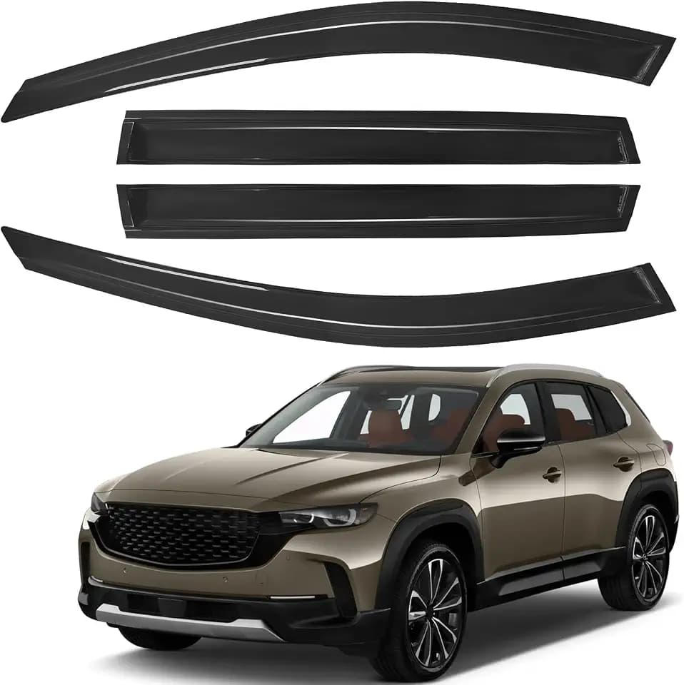 Window Visors Rain Guards for Mazda CX-50 CX50 2023 2024 2025, Tape-On Auto Vent Shade Wind Deflectors & Weather Shields for Car Side Windows Anti-Rain 4pcs Smoke