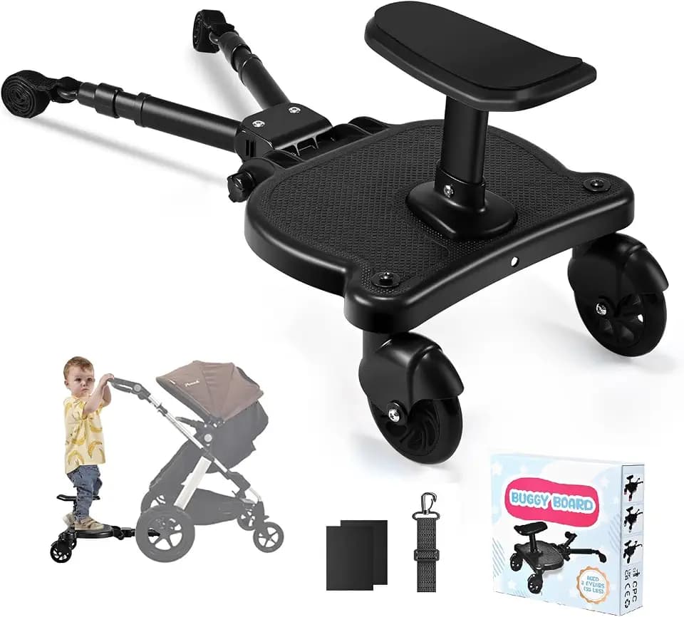 Buggy Board mit Sitz, Universal Trittbrett für Kinderwagen