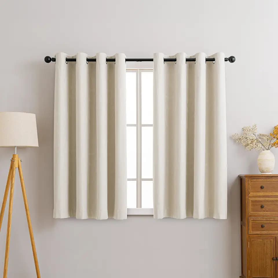 Sonive 100% Blickdichte Vorhänge mit Ösen Jacquard 2 Stück H137xB145cm