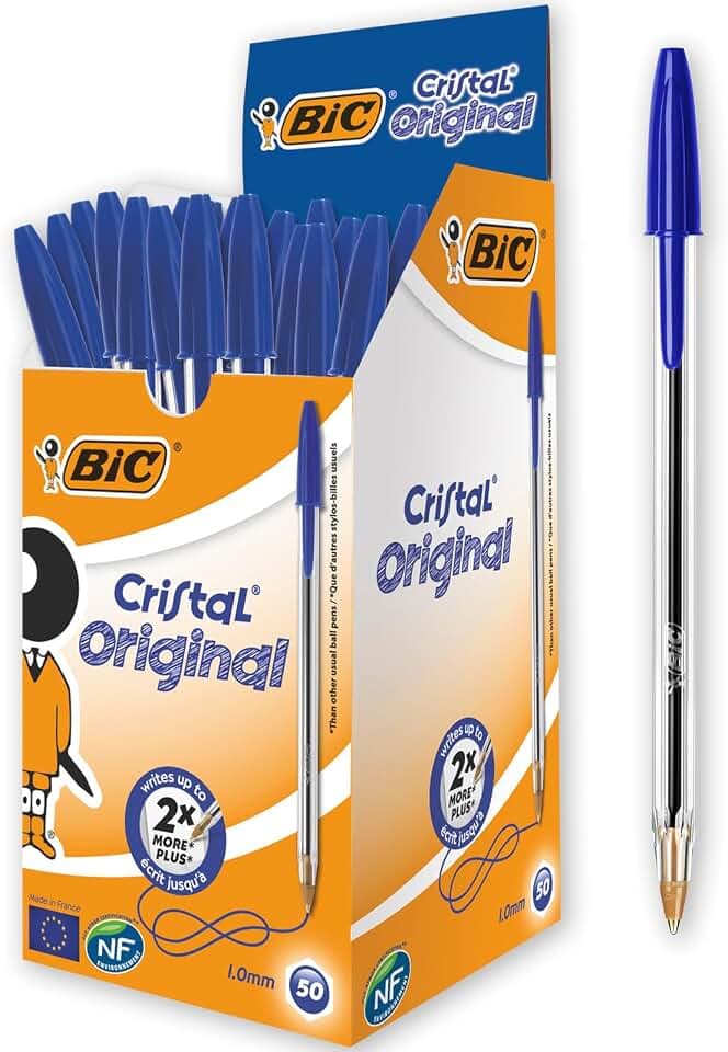 BIC CRISTAL Original Kugelschreiber Blau, 0,32 mm Strichstärke, 50 Stück