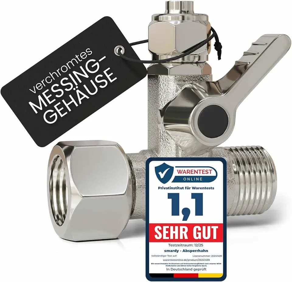 smardy Absperrhahn 3/8 Zoll, T-Stück Adapter 3/8"x3/8"x3/8" mit Dichtung