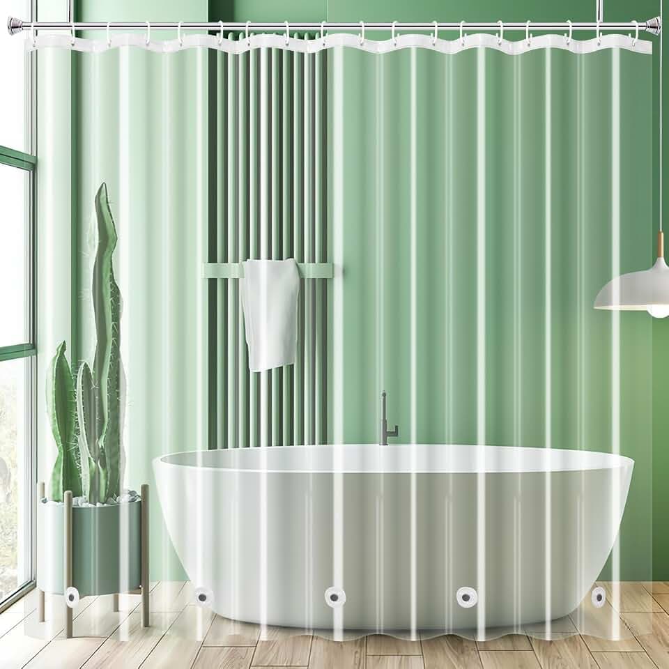 UFRIDAY Extra Wide Clear Shower Curtain Liner 108 x 72 inch, PEVA Shower Curtain for Bathroom, Extra Large Shower Curtain with 5 Magnets Bottom,