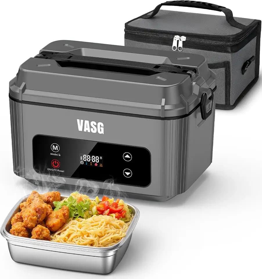 2026 Advanced Rechargeable Heated Lunch Container, 1.2L Electric Food Box with 360° Heating, 12000mAh Battery, Digital Timer & 3 Modes for Portable Use
