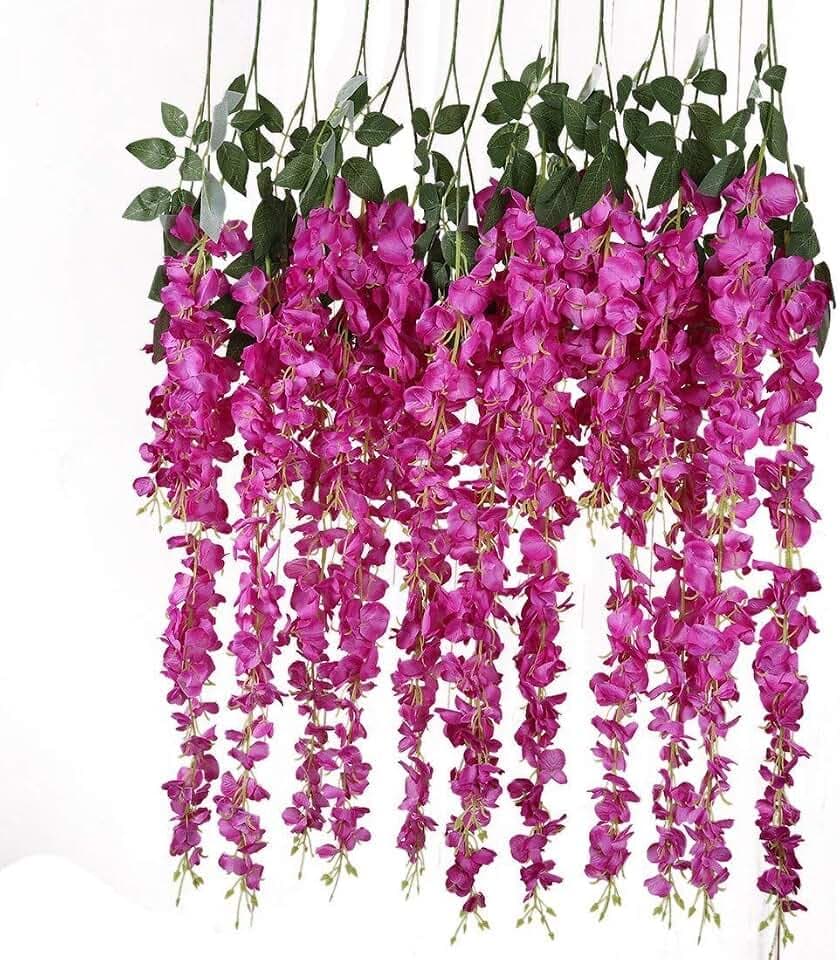 Veryhome 6 stück/los 3.6 füße/stück künstliche Blumen gefälschte Wisteria Vine seidenblume für Hochzeit Dekorationen hausgarten Party Decor (Rose Rot)