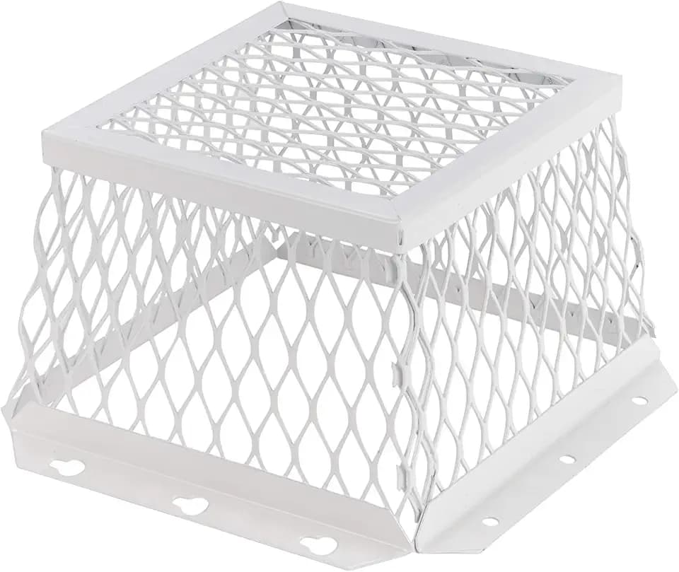 EverSafe Universal Stainless Steel Vent Cover Wildlife Guard, Fits 3" & 4" Dryer, Bath & Kitchen Vents, 8.5"L x 8.5"W x 5"H, White