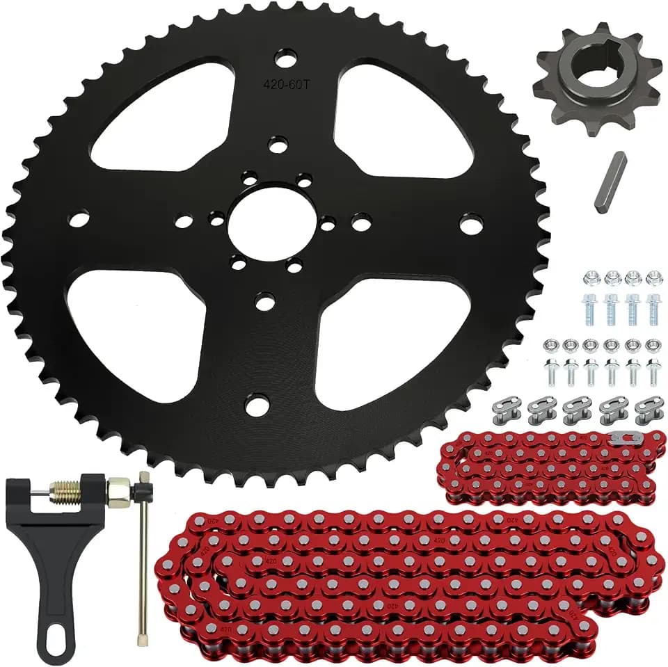 60T Sprocket 420 Chain with 90 Links Rear Chain Mini Bike CT200U