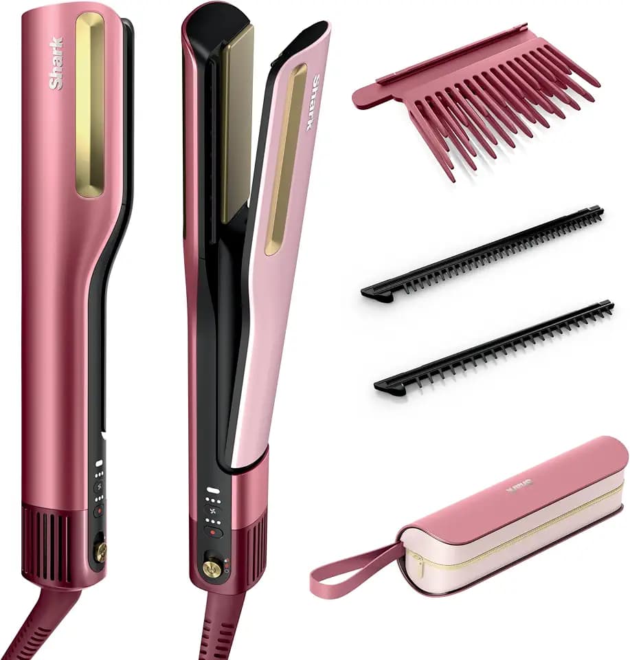 Shark SilkiPro Straight Glätteisen + Haartrockner, Aufbewahrungsbox, Rosa