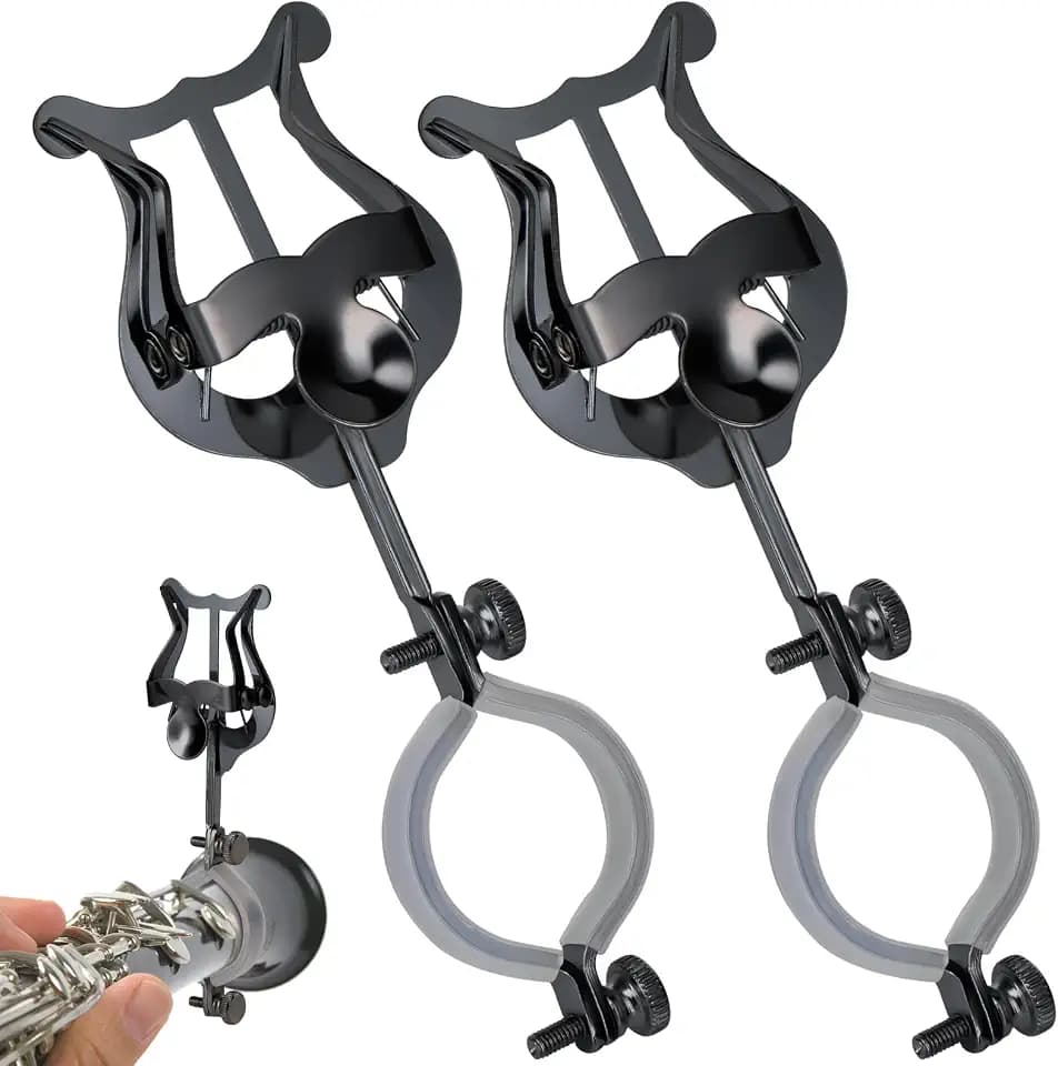 Clarinet lyre,2 Pack Black Clarinet Lyre Holder for Marching Band,6.02Inch Clarinet Oboe Sheet Music Clip and Flip Folder,General Musical Instruments Accessories