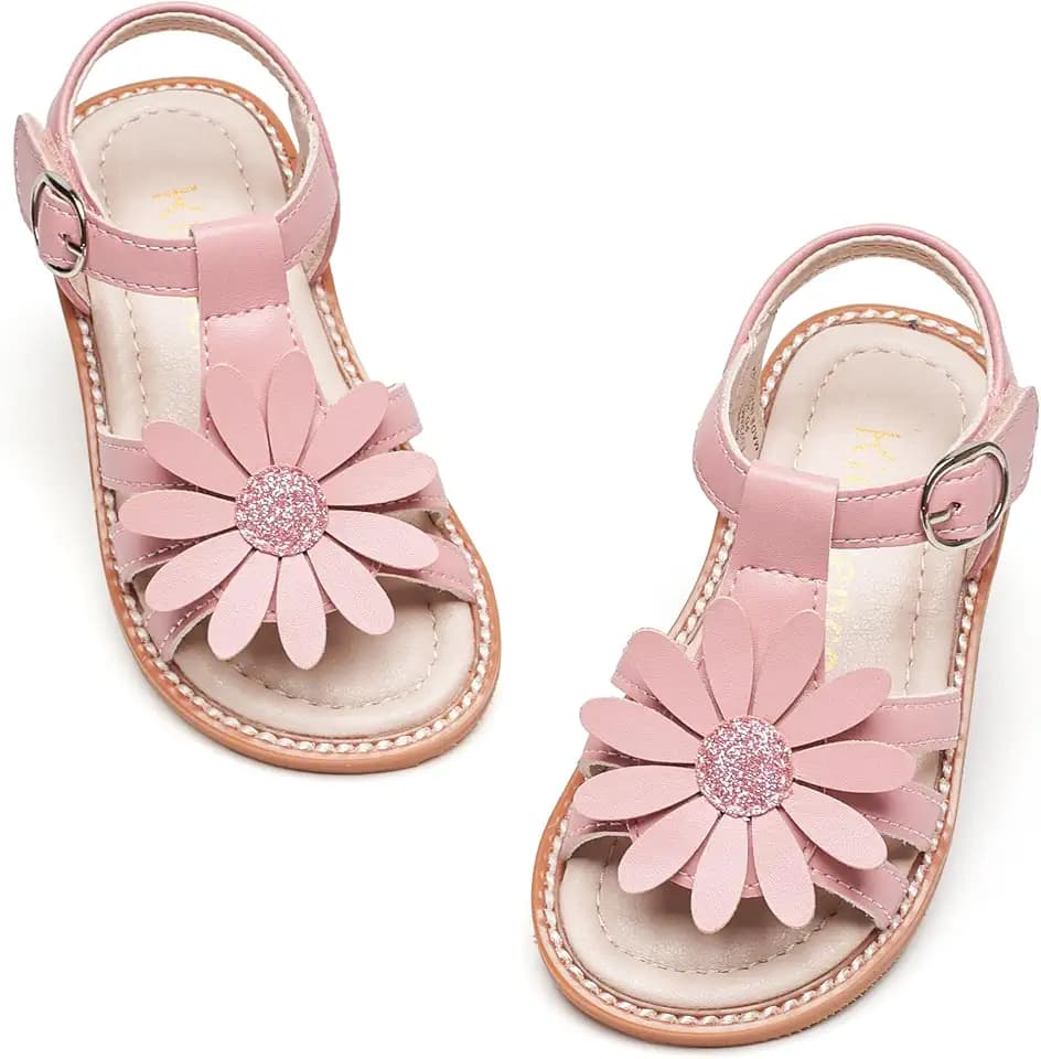Kiderence Toddler Flower Girl Sandals Open Toe Dress Shoes Wedding Party