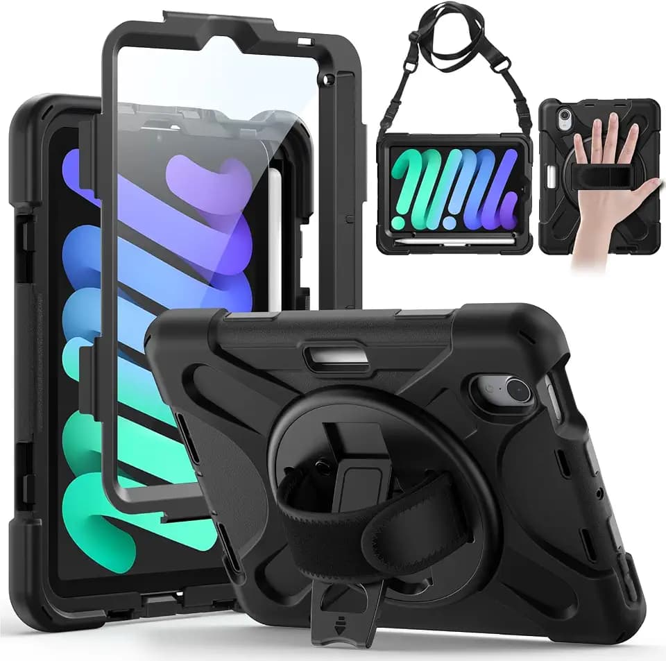 Gerutek Case for iPad mini 7 (A17 Pro) 2024/Mini 6 2021 8.3 inch-Black