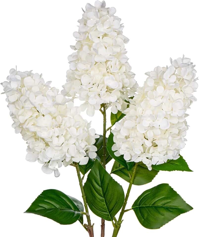 Briful 3er Set Künstliche Hortensien Kunstblumen Wie Echt Frühlingsblumen Rispenhortensie, 73CM Weiße Dekoblumen Kunstzweige für Blumengesteck Home Resto Frühling Dekor