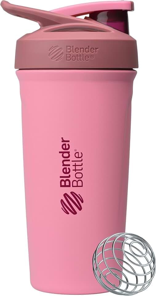 BlenderBottle Sport Flip Stainless Steel Shaker Bottle 24 oz Pink