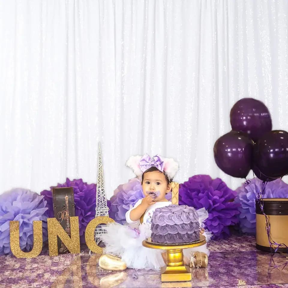 DUOBAO 7x7 Ft White Sequin Backdrop Curtain | Shimmering Pear White Photo Background for Wedding, Baby Shower, Graduation & Party Decor | Elegant Sparkle Backdrops for Pictures & Ceremonies