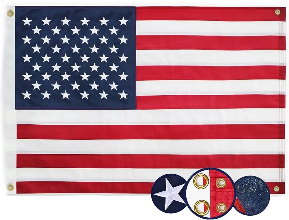 American Flag 3x5 Ft, 4 Brass Grommets Multipurpose Wall American Flags