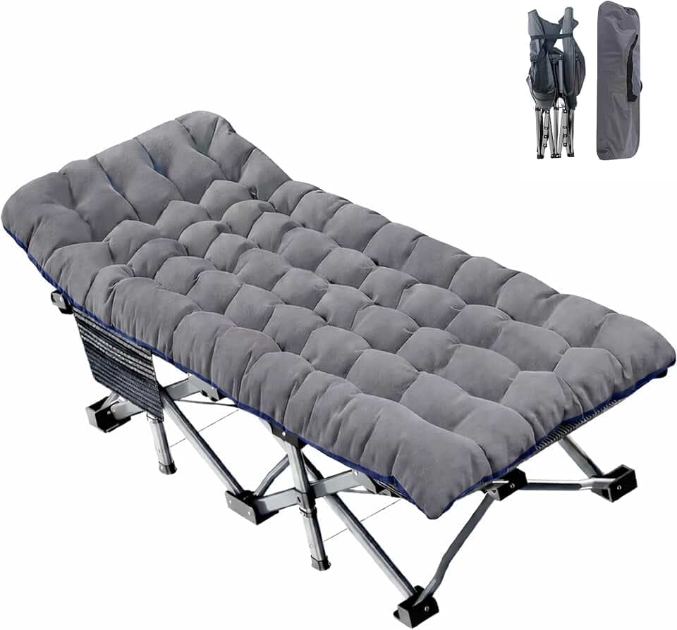 ABORON XXL Camping Cot for Adults, Oversized 78"×32" Folding Camping Bed, 900LBS Heavy Duty Outdoor Sleeping Cot with Mattress Pad, 1200D Oxford, Portable with Carry Bag