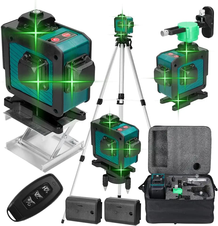 Hancaner Kreuzlinienlaser mit Stativ, 16 Line Laser Level, 2400mAh Akku*2, mit Teleskopstativ für Verlegung Bodenfliesen, Installation Trennwänden Kreuzlinienlaser kit