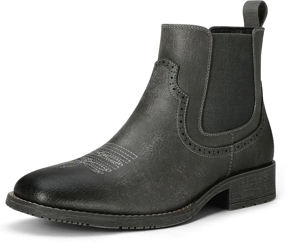 Men's Ankle Slip On Chelsea Cowboy Boots Square Toe