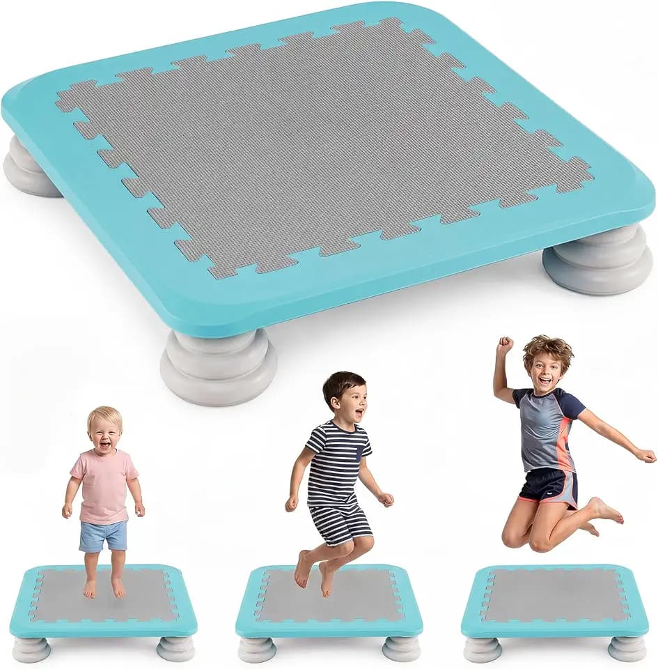 FANTASK Kindertrampolin 65 cm, Quadratisch, für Kinder ab 3 Jahren