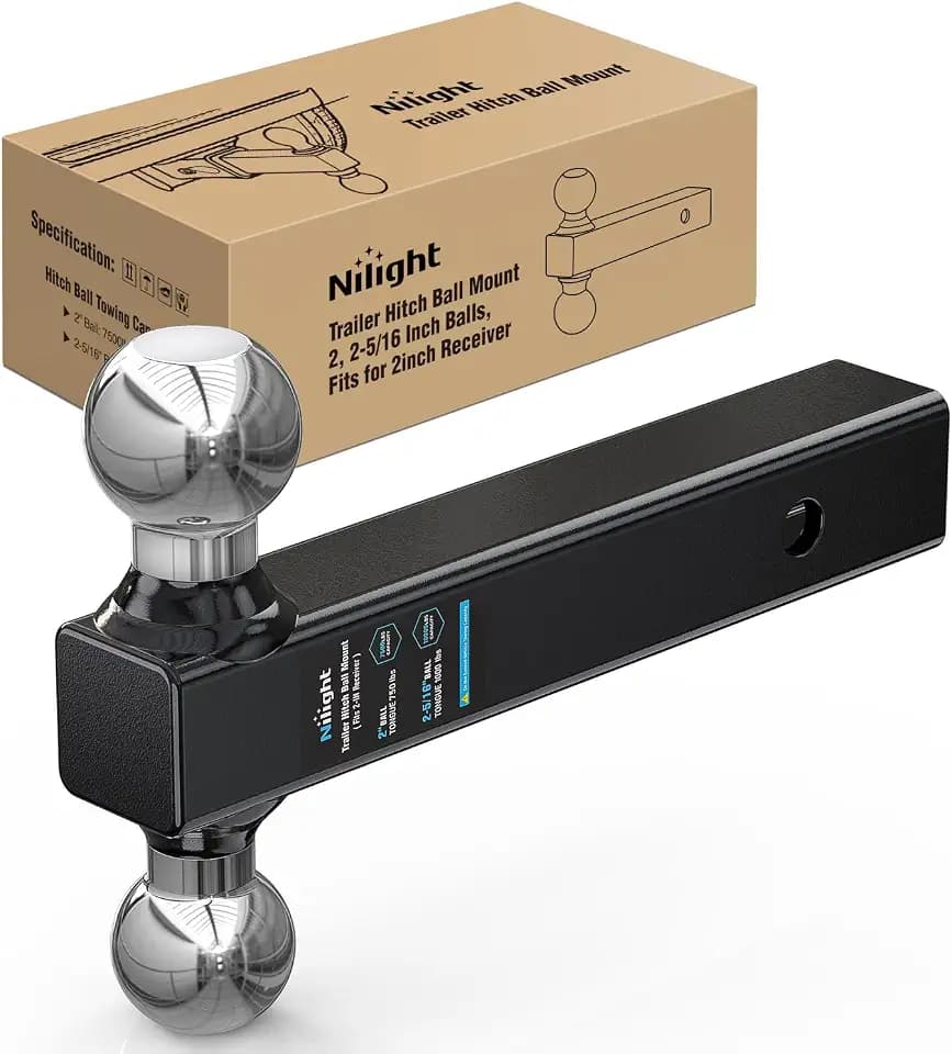 Nilight Trailer Hitch Ball Mount 2" & 2-5/16" Balls Fits 2" Receiver