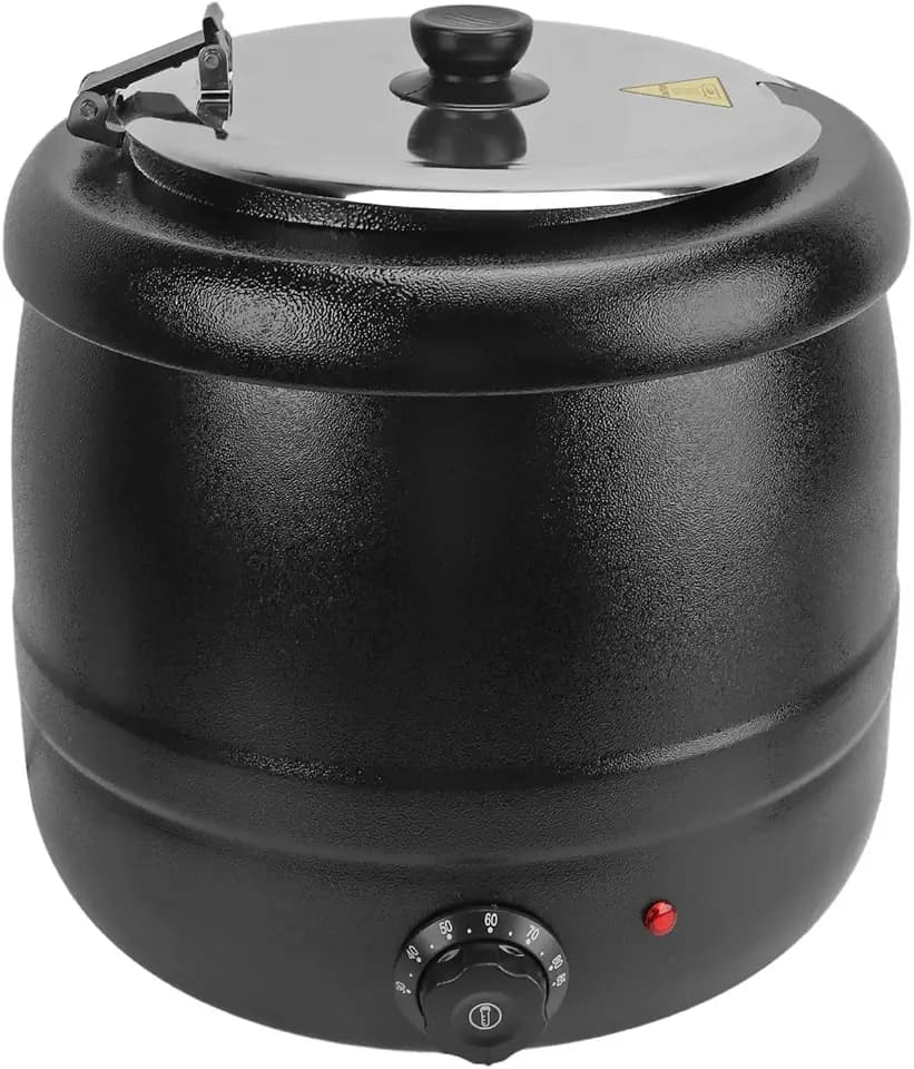 10L Elektrischer Suppentopf Wärmer mit Abnehmbarem Topf, Edelstahl Innenpot Thermische lsolierung Suppentopf Wärmer für Restaurants und Buffets (EU-Stecker 220 V)