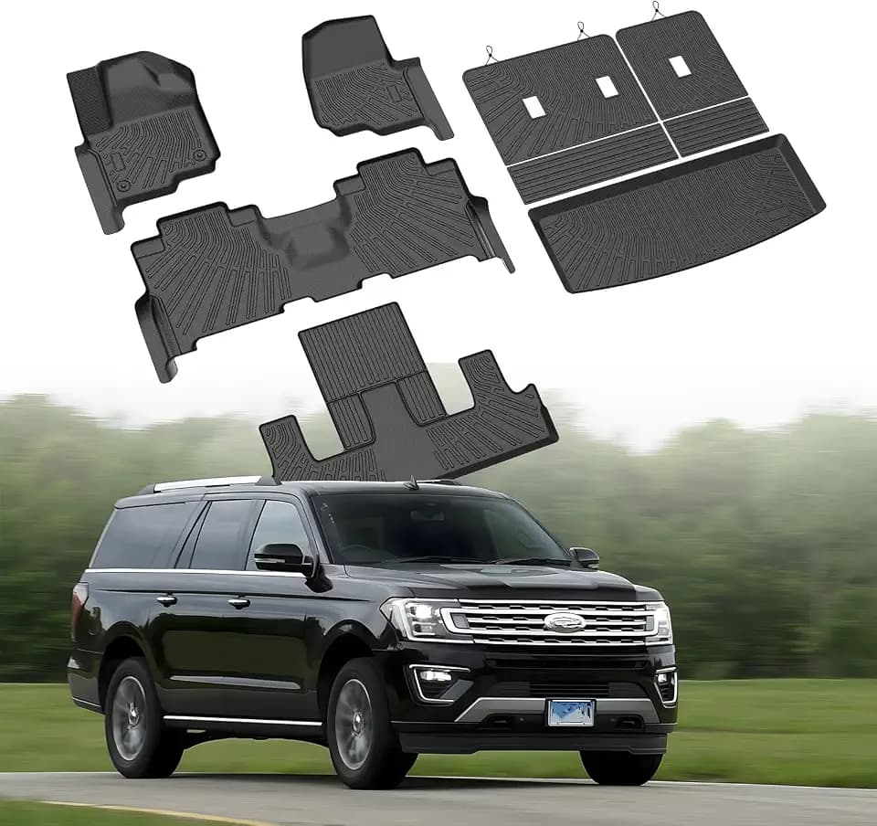 Cartist Floor Mats for Ford Expedition/Lincoln Navigator 7 Seats 2018-2024(Not for Max or L), All Weather Cargo Liner for Expedition Accessories, Heavy Duty Car Mats, Car Accessories