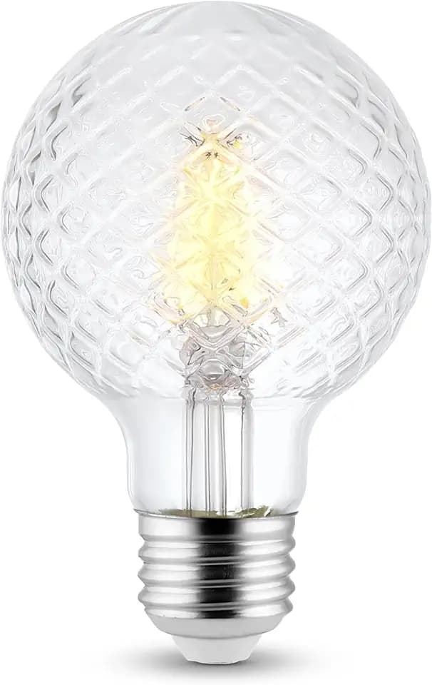 Decorative Light Bulb (1-Pack) 5.5 Watt G25 LED Filament Bulb E26 Medium Base (40W Equivalent) 3000K Warm White, 500 Lumens, Dimmable, Cut Glass Clear Decorative Light Bulbs