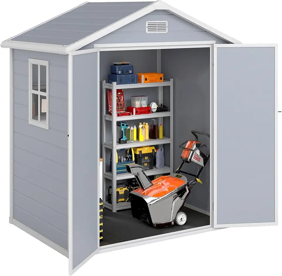 DWVO 6x4.4ft Outdoor Plastic Storage Shed with Floor & Window