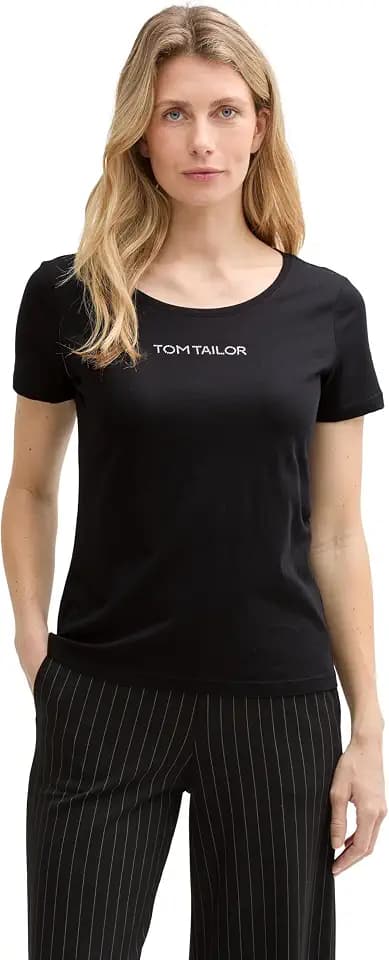 TOM TAILOR Damen T-Shirt mit Strassstein-Logo