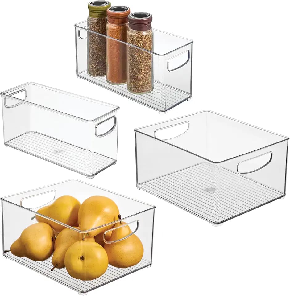 iDesign 4-Piece Plastic Organizer Bin Set, Clear