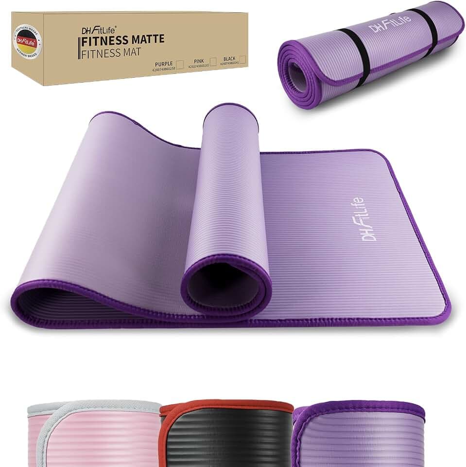DH FitLife Fitnessmatte Sportmatte 183×61×1cm, dicke rutschfeste Yoga Matte