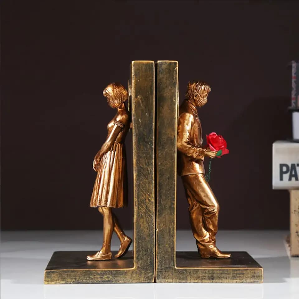 Heavy Duty Banksy Paar Buchstützen Kreativ Buchstützen Dekorationen Wohnzimmer Dekorationen Handwerk für Studium Handwerk Geschenke rutschfest (Gold)