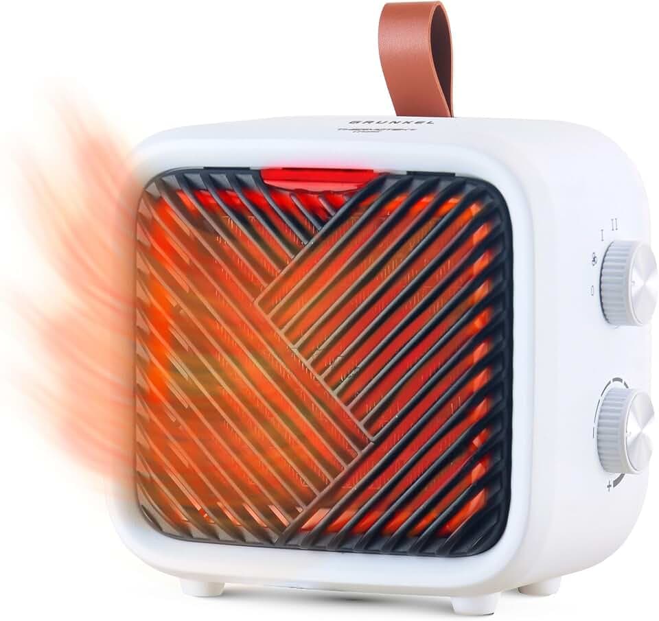 GRUNKEL Keramikheizlüfter, CF-1500cm, 1 500 W, 2 Ebenen, einstellbarer Thermostat, Kipp- und Überhitzungsschutz, Keramikplatte, unabhängiger Lüfter, tragbar